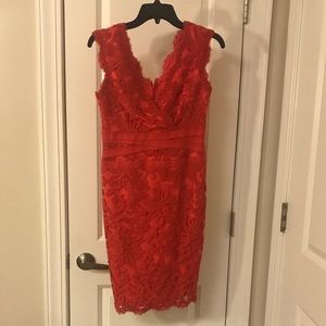 Tadashi Shoji coral lace dress